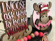 Load image into Gallery viewer, Moose Valentine Tiered Tray File SVG, Glowforge, Love, Heart, Valentines Day, LuckyHeartDesignsCo
