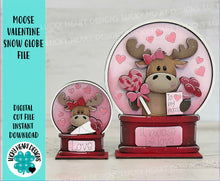 Load image into Gallery viewer, Moose Valentines Snow Globe Interchangeable File SVG, TINY, Glowforge, Love, Heart, Tiered Tray LuckyHeartDesignsCo
