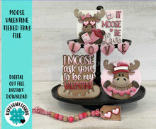 Load image into Gallery viewer, Moose Valentine Tiered Tray File SVG, Glowforge, Love, Heart, Valentines Day, LuckyHeartDesignsCo
