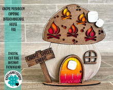 Load image into Gallery viewer, Gnome Mushroom Camping Interchangeable House File SVG, (add on) Tiered Tray, Glowforge, LuckyHeartDesignsCo
