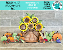 Load image into Gallery viewer, Flower Basket Interchangeable File SVG, Vase, Flower, Floral, Summer, Fall Tiered Tray, Glowforge, LuckyHeartDesignsCo
