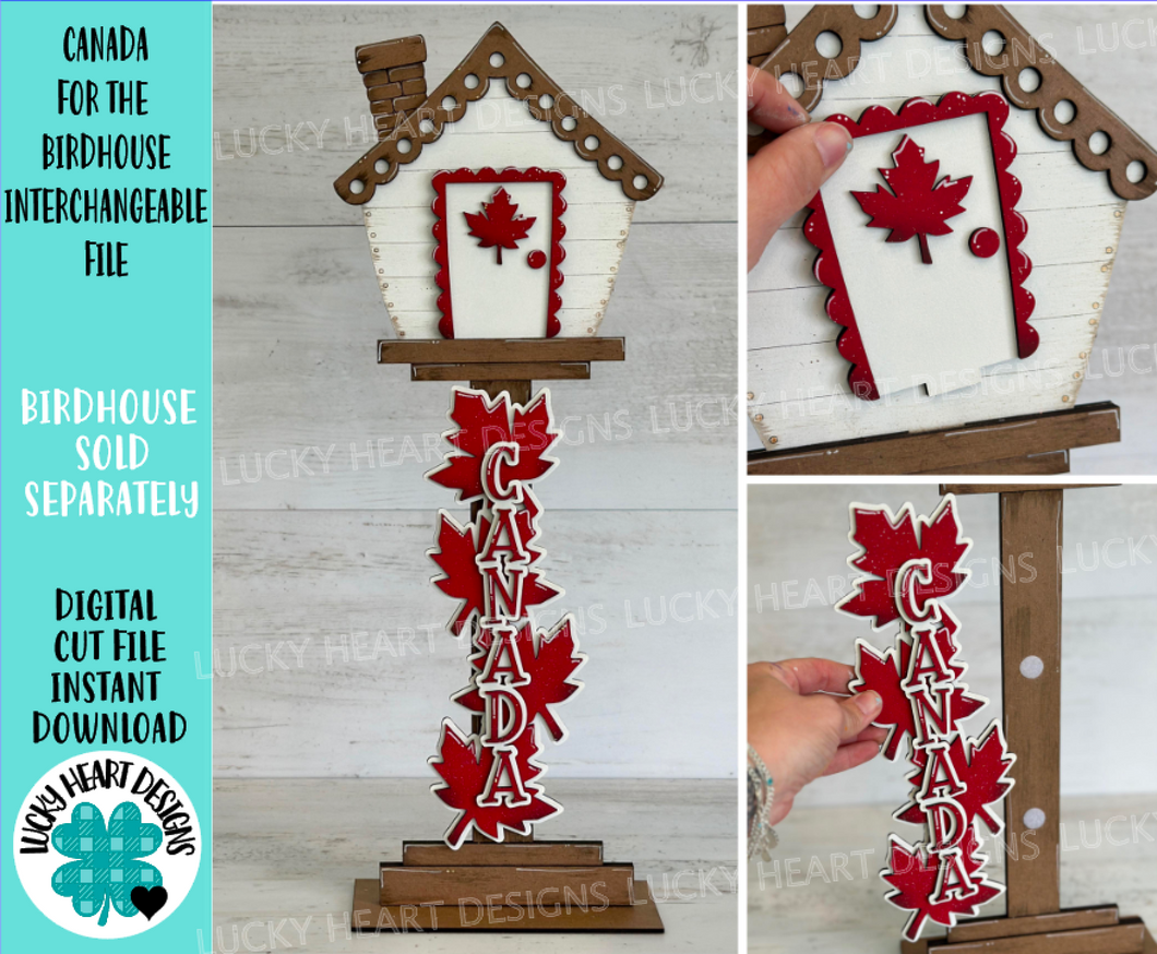 Canada for the Birdhouse Interchangeable File SVG, Glowforge, Maple Leaf Seasonal, Holiday Shapes, LuckyHeartDesignsCo