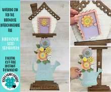 Load image into Gallery viewer, Watering Can for the Birdhouse Interchangeable File SVG, Glowforge, Spring, Flower, Seasonal, Holiday Shapes, Floral, LuckyHeartDesignsCo
