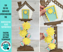 Load image into Gallery viewer, Sun for the Birdhouse Interchangeable File SVG, Glowforge, Summer, Beach Ball Sunshine Seasonal, Holiday Shapes, Floral, LuckyHeartDesignsCo
