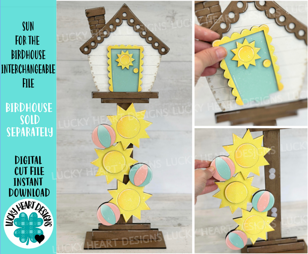 Sun for the Birdhouse Interchangeable File SVG, Glowforge, Summer, Beach Ball Sunshine Seasonal, Holiday Shapes, Floral, LuckyHeartDesignsCo