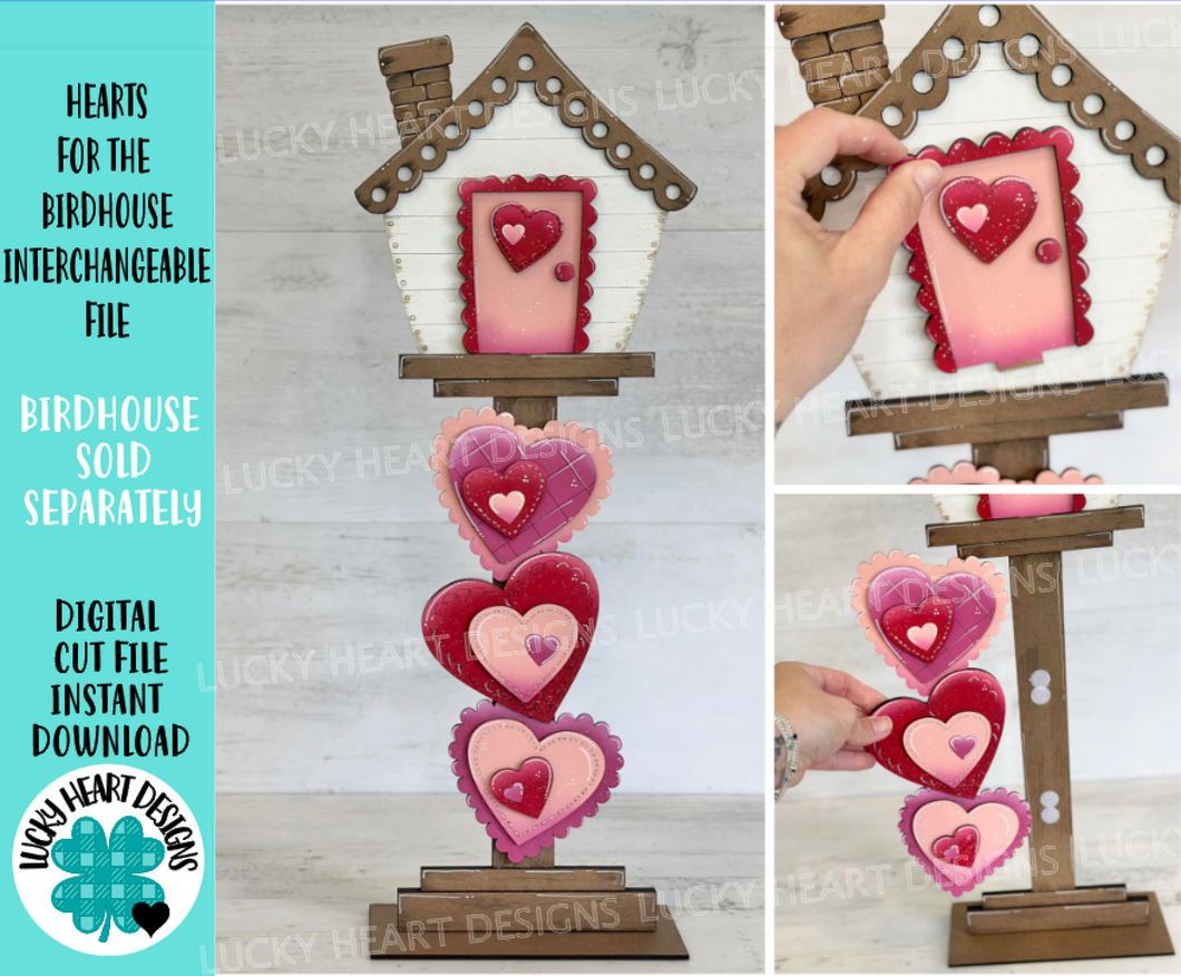 Hearts for the Birdhouse Interchangeable File SVG, Valentine's Day, Love Seasonal, Holiday Shapes, Glowforge, Laser, LuckyHeartDesignsCo
