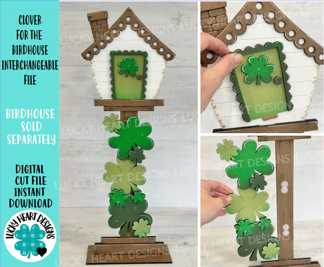 Clovers for the Birdhouse Interchangeable File SVG, St. Patrick's Day, Seasonal, Holiday Shapes, Glowforge, Laser, LuckyHeartDesignsCo