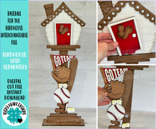 Load image into Gallery viewer, Baseball for the Birdhouse Interchangeable File SVG, Sports, Team, Glowforge Summer, Seasonal, Holiday, LuckyHeartDesignsCo
