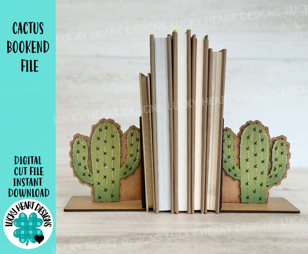 Cactus Bookend File SVG, Glowforge, Reading, Books, Library, School, Home, Plants, Succulent, LuckyHeartDesignsCo