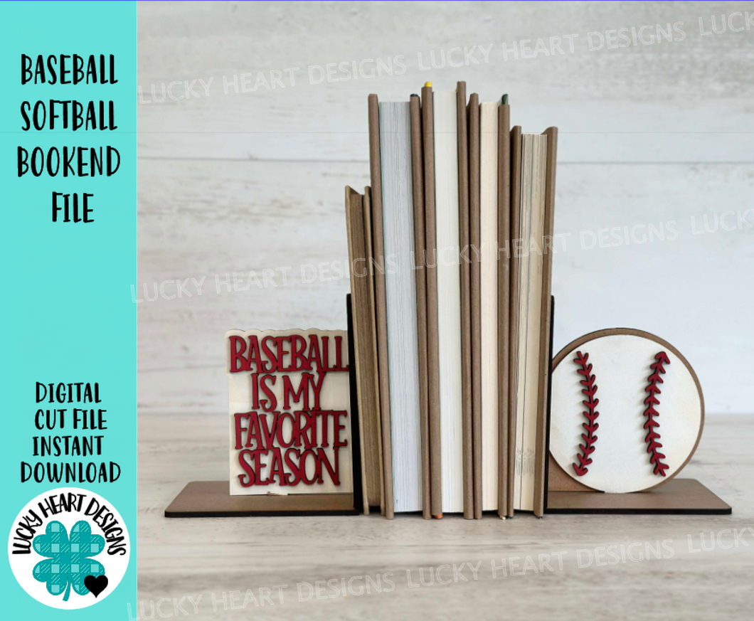 Baseball Softball Bookend File SVG, Glowforge, Reading, Books, Library, School, Home, Sports, Team, LuckyHeartDesignsCo