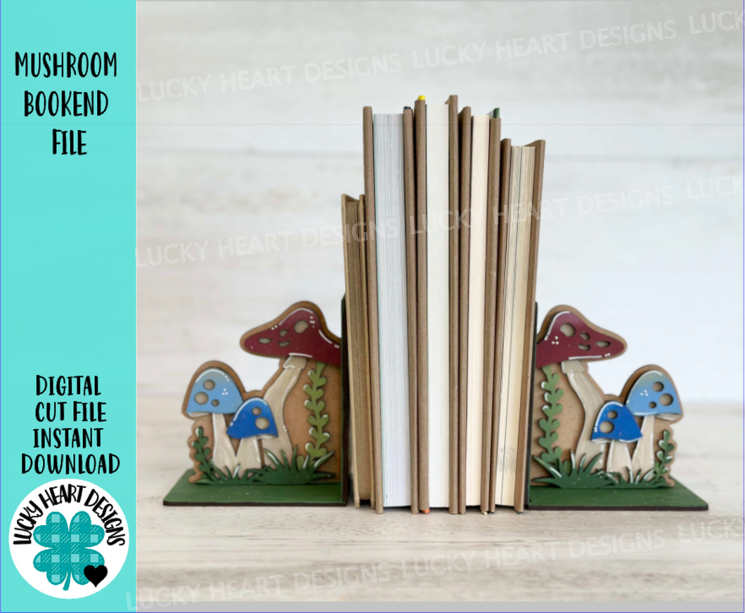 Mushroom Bookend File SVG, Glowforge, Reading, Books, Library, School, Home, Plants, Fairy, Gnome, LuckyHeartDesignsCo