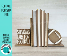 Load image into Gallery viewer, Football Bookend File SVG, Glowforge, Reading, Books, Library, School, Home, Sports, Team, LuckyHeartDesignsCo
