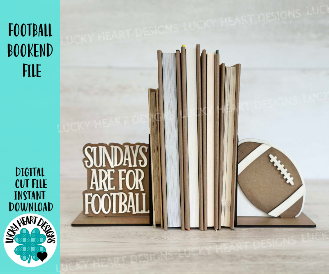 Football Bookend File SVG, Glowforge, Reading, Books, Library, School, Home, Sports, Team, LuckyHeartDesignsCo