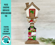 Load image into Gallery viewer, Moose Christmas for the Birdhouse Interchangeable File SVG, Presents Santa Reindeer Seasonal, Holiday, Glowforge, Laser, LuckyHeartDesignsCo
