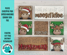 Load image into Gallery viewer, Moose Christmas MINI Interchangeable Leaning Sign File SVG, Rudolph, Santa, Elf, Tiered Tray Glowforge, LuckyHeartDesignsCo
