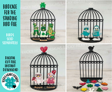 Load image into Gallery viewer, Birdcage for the Standing Birds File SVG, Glowforge, Birdhouse, Interchangeable, Seasonal, Holiday, Tiered Tray LuckyHeartDesignsCo
