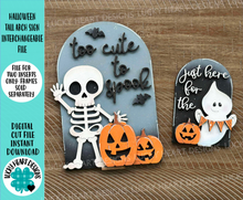 Load image into Gallery viewer, Halloween Tall Arch Sign Interchangeable File SVG, TINY, INSERT only Ghost, Skeleton, Glowforge, Holiday, Tiered Tray LuckyHeartDesignsCo
