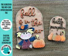 Load image into Gallery viewer, Fall Scarecrow Tall Arch Sign Interchangeable File SVG, TINY, INSERT only Pumpkin Glowforge, Holiday, Tiered Tray LuckyHeartDesignsCo
