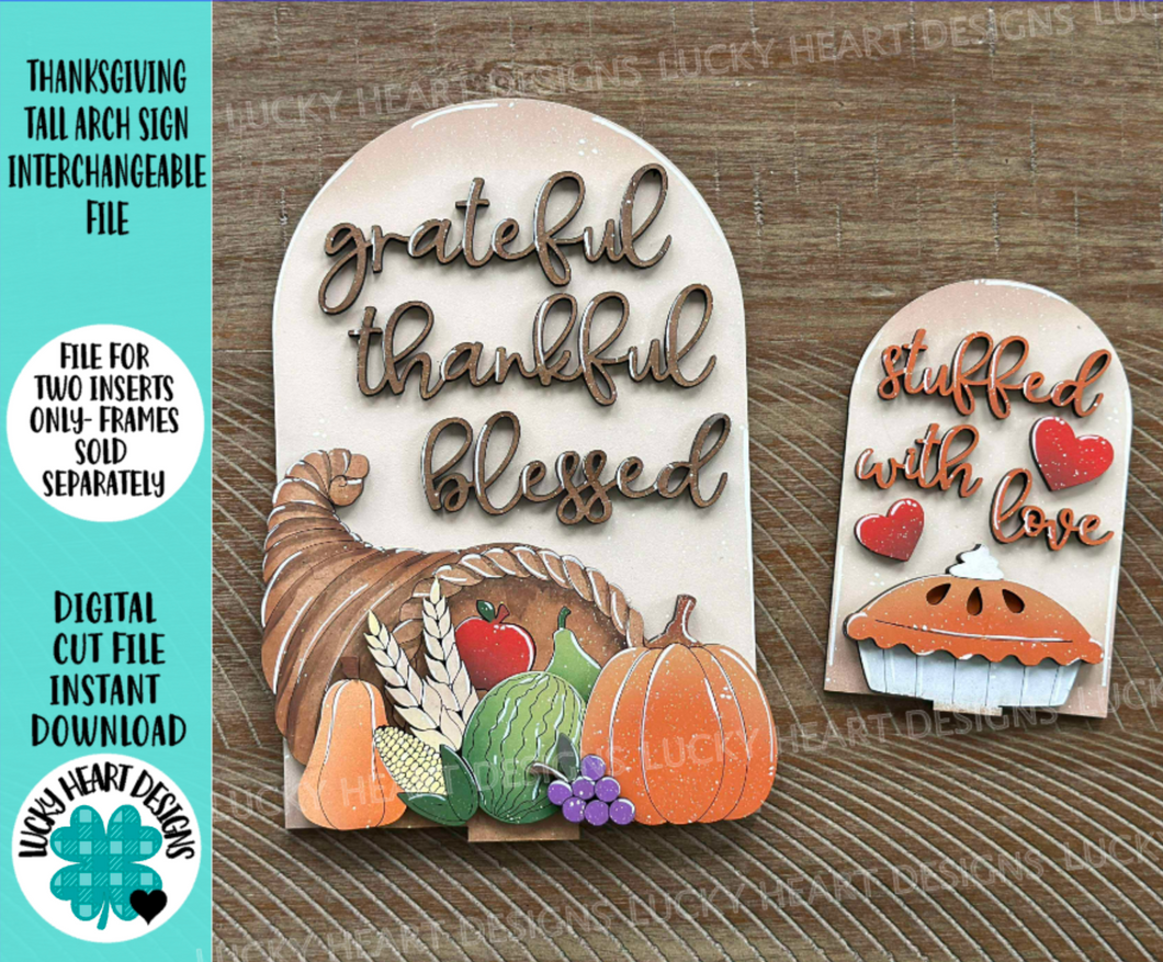 Thanksgiving Tall Arch Sign Interchangeable File SVG, TINY, INSERT only Pie, Pumpkin Glowforge, Holiday, Tiered Tray LuckyHeartDesignsCo