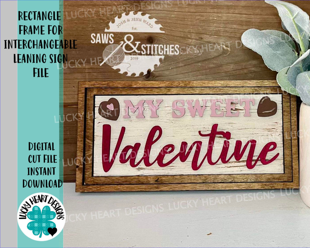 Rectangle Frame for Interchangeable Leaning Sign File, Glowforge, LuckyHeartDesignsCo