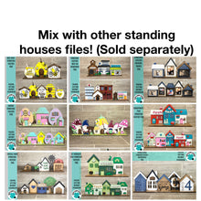 Load image into Gallery viewer, Birdhouses Set Standing Houses File SVG, Glowforge, Flower, Bird, Spring, Summer, LuckyHeartDesignsCo
