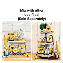 Load image into Gallery viewer, Gnome Bee Interchangeable Leaning Sign File SVG, Glowforge Summer Honey, Tiered Tray, LuckyHeartDesignsCo
