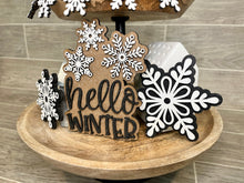 Load image into Gallery viewer, Hello Winter Quick and Easy Tiered Tray File SVG, Glowforge Farmhouse, LuckyHeartDesignsCo
