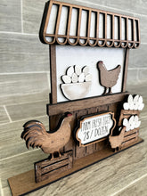 Load image into Gallery viewer, Eggs Chicken Interchangeable Market Stand File SVG, Glowforge Farm, LuckyHeartDesignsCo
