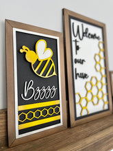 Load image into Gallery viewer, Bee Home Sign Trio File SVG, Glowforge Summer, LuckyHeartDesignsCo

