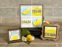 Load image into Gallery viewer, MINI Lemon Interchangeable Leaning Sign File SVG, Summer fruit Tiered Tray Glowforge, LuckyHeartDesignsCo

