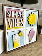 Load image into Gallery viewer, MINI Summer Interchangeable Leaning Sign File SVG, Tiered Tray Glowforge, LuckyHeartDesignsCo
