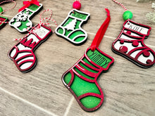 Load image into Gallery viewer, Stocking Christmas Ornament File SVG, Santa Glowforge, LuckyHeartDesignsCo
