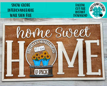 Load image into Gallery viewer, Snow Globe Home Sweet Home Wall Sign File SVG, Glowforge, LuckyHeartDesignsCo
