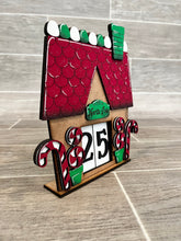 Load image into Gallery viewer, Mini Christmas Gingerbread House Countdown Interchangeable Leaning Sign File SVG, Glowforge Holiday Decor, LuckyHeartDesignsCo

