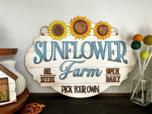 Load image into Gallery viewer, Sunflower Farm Pick Your Own Sign File SVG, Glowforge, Fall Summer Door Hanger, LuckyHeartDesignsCo
