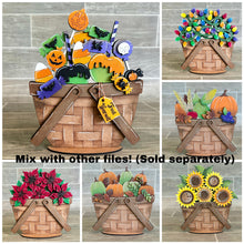 Load image into Gallery viewer, School Gnome For The Flower Basket Interchangeable File SVG, TINY Teacher, Pencil, Book Worm, Tiered Tray, Glowforge, LuckyHeartDesignsCo
