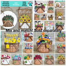 Load image into Gallery viewer, Ghost Sunflower Flower Basket Interchangeable File SVG, TINY Halloween, Vintage, Daisy, Pumpkins, Glowforge, LuckyHeartDesignsCo
