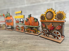 Load image into Gallery viewer, Fall Standing Train File, Glowforge, Pumpkin, Sunflower, Pumpkin Spice, Tiered Tray, LuckyHeartDesignsCo
