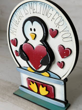 Load image into Gallery viewer, Penguin Valentines Snow Globe Interchangeable File SVG, Glowforge, Tiered Tray LuckyHeartDesignsCo
