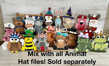 Load image into Gallery viewer, Animal Hats Professions Interchangeable File SVG, add on Fireman, Construction, Nurse, Coach, Police, Pilot, Glowforge, LuckyHeartDesignsCo
