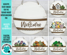 Load image into Gallery viewer, Welcome Door Hanger For The Flower Basket Interchangeable File SVG, Christmas, Fall,Spring,Seasonal, Holiday, Glowforge, LuckyHeartDesignsCo
