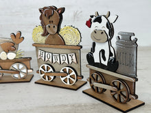 Load image into Gallery viewer, Cow Farm Standing Train File, Glowforge, Pig, Horse, Goat, Chicken, Eggs, Tiered Tray, LuckyHeartDesignsCo
