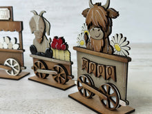 Load image into Gallery viewer, Cow Farm Standing Train File, Glowforge, Pig, Horse, Goat, Chicken, Eggs, Tiered Tray, LuckyHeartDesignsCo
