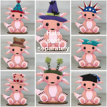 Load image into Gallery viewer, Axolotl Animal Hats Interchangeable MINI File SVG, Seasonal Leaning sign, Christmas,Holiday, Pet, Tiered Tray Glowforge, LuckyHeartDesignsCo
