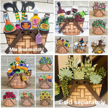 Load image into Gallery viewer, Ladybug Animal Hats Flower Basket Interchangeable File SVG, Farm, Christmas, Fall, Halloween, Tiered Tray, Glowforge, LuckyHeartDesignsCo
