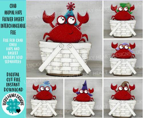 Crab Animal Hats Flower Basket Interchangeable File SVG, Farm, Christmas, Fall, Halloween, Tiered Tray, Glowforge, LuckyHeartDesignsCo