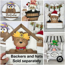 Load image into Gallery viewer, Duck Animal Hats Flower Basket Interchangeable File SVG, Farm, Christmas, Fall, Halloween, Tiered Tray, Glowforge, LuckyHeartDesignsCo
