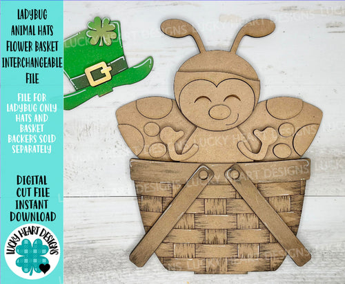Ladybug Animal Hats Flower Basket Interchangeable File SVG, Farm, Christmas, Fall, Halloween, Tiered Tray, Glowforge, LuckyHeartDesignsCo
