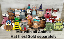 Load image into Gallery viewer, Moose Interchangeable Hats TINY Flower Basket File SVG, Animal, Christmas, Halloween, Fall, Spring, Holiday, Glowforge, LuckyHeartDesignsCo
