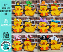 Load image into Gallery viewer, Duck Animal Hats Interchangeable MINI File SVG, Seasonal Leaning sign, Holiday, Pet, Farm Tiered Tray Glowforge, LuckyHeartDesignsCo
